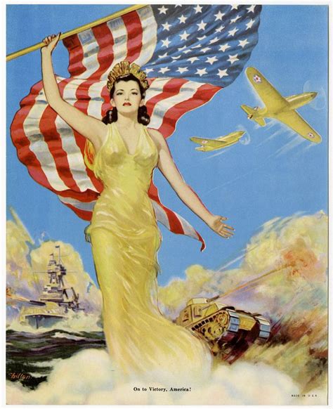 1940s Lady Liberty Patriotic Pin Up Vintage Print Wwii Americana