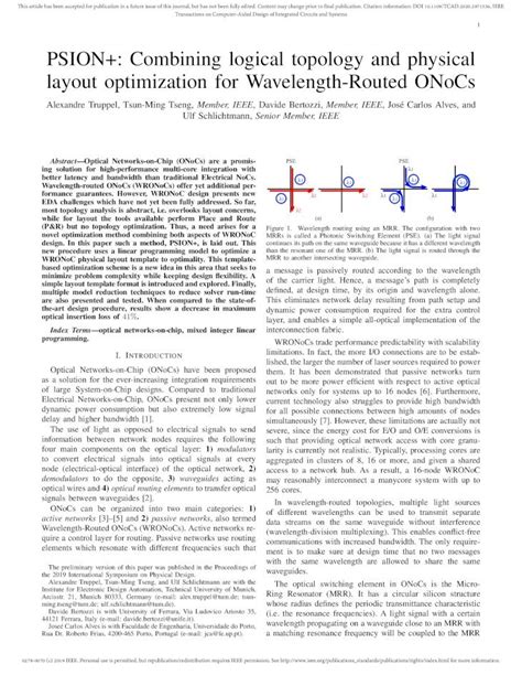 PDF 1 PSION Combining Logical Topology And Physical Layout During Generation Of The