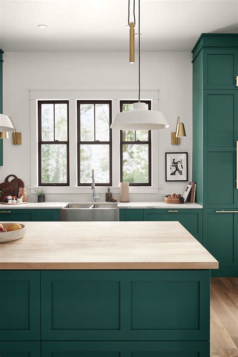 These Painted Kitchen Cabinets Are A Rich Emerald Green That Is