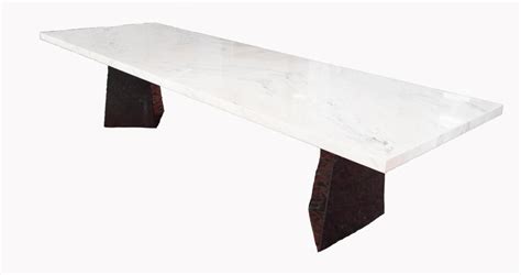 Lot Modern Design White Italian Marble Dining Table On Black Marble Base