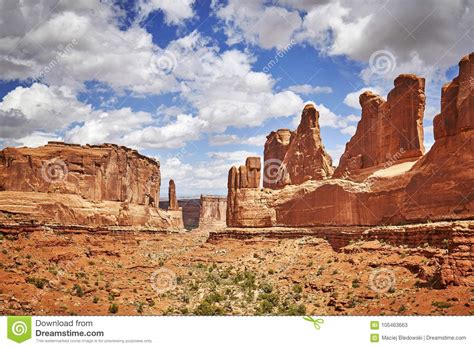 Park Avenue Trail View In Arches National Park Usa Stock Image