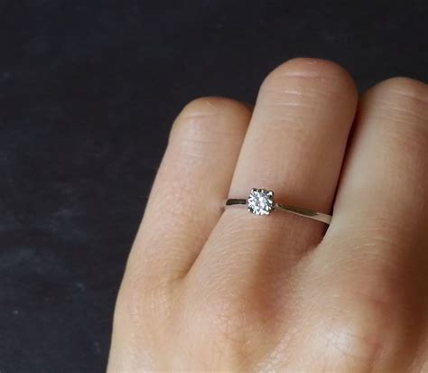 Thin band engagement ring