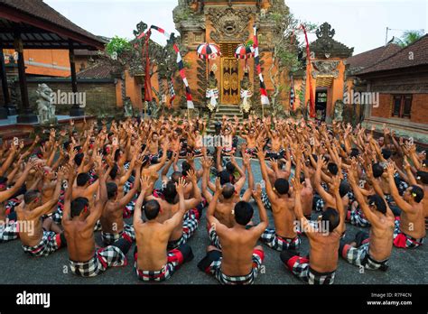 Performance Of The Balinese Kecak Dance Ubud Bali Indonesia Stock