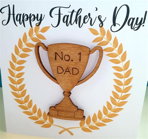 No1 Dad Trophy Card Removable Pyrography Fridge Magnet Etsy