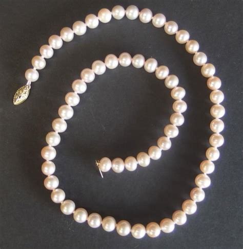 Sold Price Vintage Pink Pearl Necklace 14kt Gold Clasp December 6