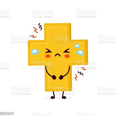 Cute Sad Cry Christian Cross Vector Stock Illustration Download Image