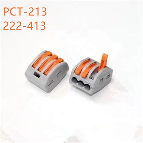 10pcs Pct 213 Pct213 222 413 Universal Compact Wire Wiring Connector 3 Pin Conductor Terminal