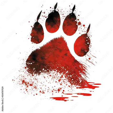 Bloody Wolf Paw Print Created With Ai Stock Illustration Adobe Stock