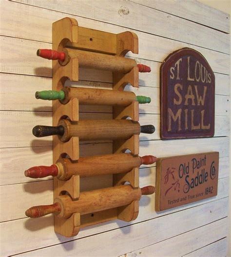 Multiple Rolling Pin Rack Wooden Rolling Pin Shelf Farmhouse