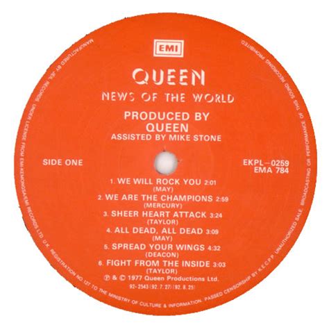 33 Queen Record Label Labels Information List