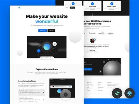 A Free Landing Page Template Built With Tailwindcss And React