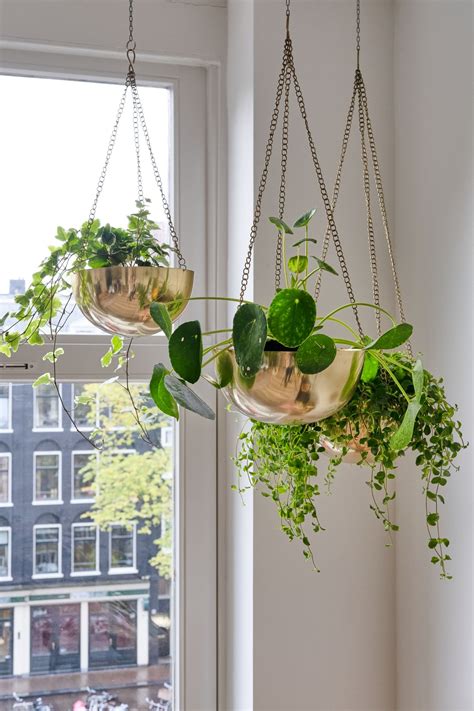 Hubb Gold Hanging Planter Pots Large Plant Hanger Indoor And Outdoor Set