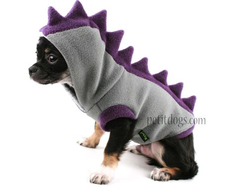 Dog Costume Dinosaur Spikes Grey Fleece Dog Hoodie