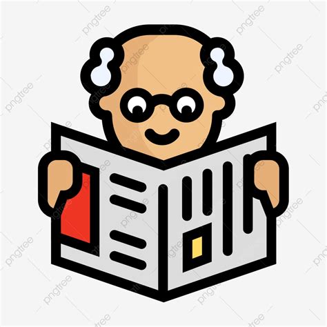 Man Reading Newspaper Clipart Hd Png Yellow Old Man Reading Newspaper