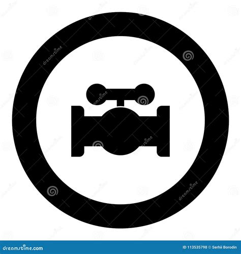 Valve Black Icon In Circle Vector Illustration Stock Vector