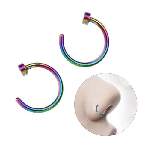 Buy Pcs Unisex Surgical Titanium Steel Open Nose Ring Hoop Nose Piercing Stud Mm Colorful