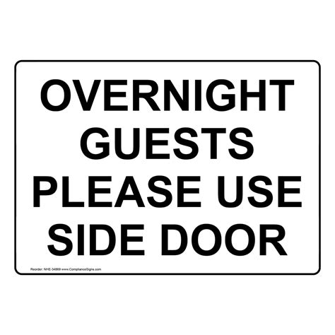 Portrait Overnight Guests Please Use Side Door Sign Nhep 34869