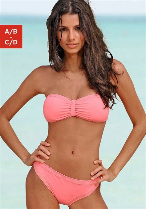sunseeker bandeau bikini mit trendigem tropical print oder unifarben online kaufen otto