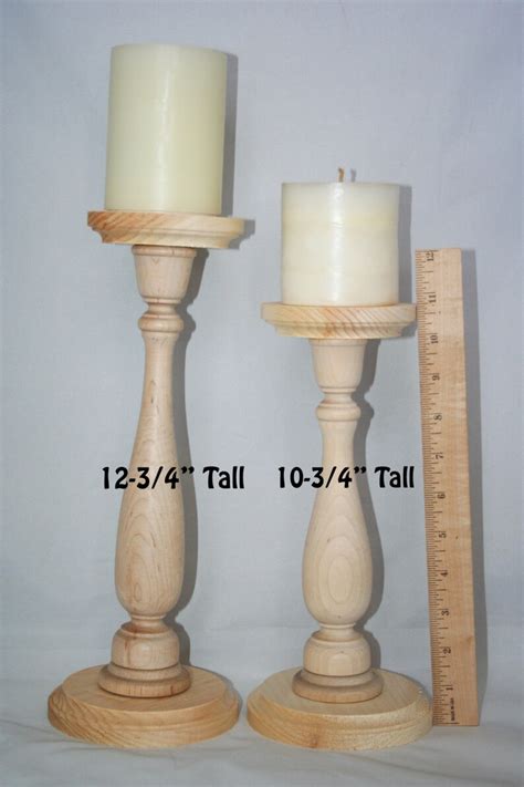 Unfinished Wood Pillar Candlestick Holders Diy Wedding Etsy