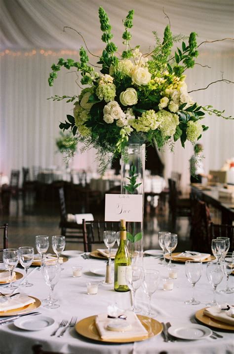 Tall White And Green Wedding Centerpiece Elizabeth Anne