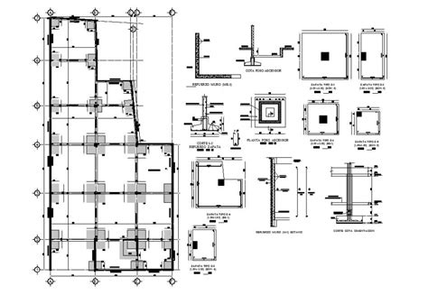 Foundation Plan Structure Details With Column Beam And Footings Cad
