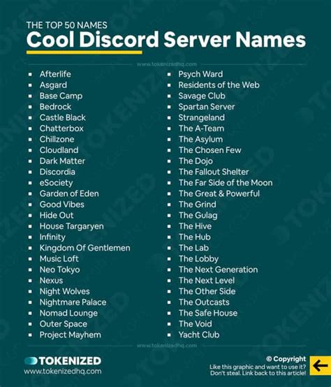 50 Cool Discord Server Names [ Free Pdf] — Tokenized