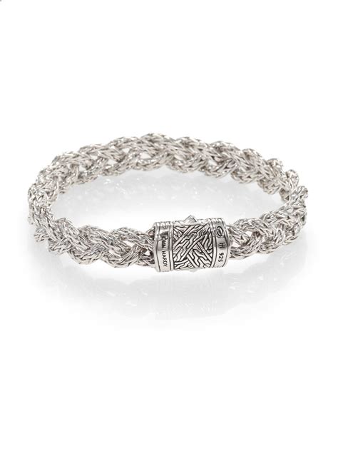 John Hardy Sterling Silver Braided Bracelet In Silver For Men Lyst