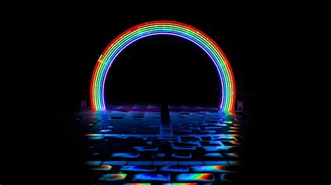 Colorful Neon Rainbow Arch Vaporwave 4k Hd Vaporwave Wallpapers Hd