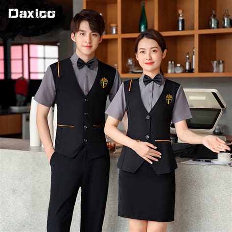 Short Sleeve Western Restaurant Waiter Uniform Men Women Cafe Waitress