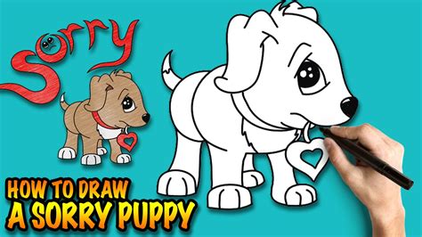 How To Draw A Cute Puppy Saying Sorry Easy Step By Step Drawing