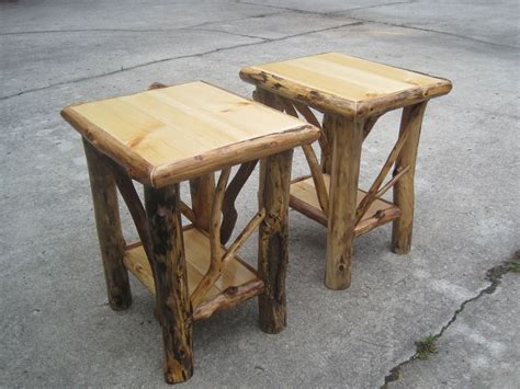 Matched Pair Of Rustic Log End Tables Nightstands Rustic Log