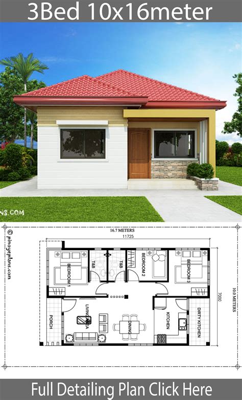 Home Design 10x16m With 3 Bedroomshouse Descriptionnumber Of Floors 1