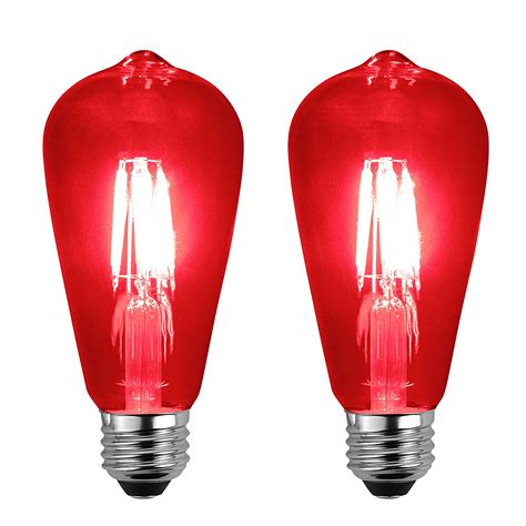 Sleeklighting Led 4watt Filament St64 Red Colored Light Bulbs Ul