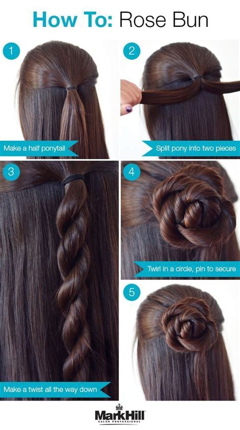 50s updo one really cute updo you can try out takes us back to the 50s, mixing in rolled bangs with a bun and a bandana. Easy step by step hair tutorial: rose bun | Hair styles ...