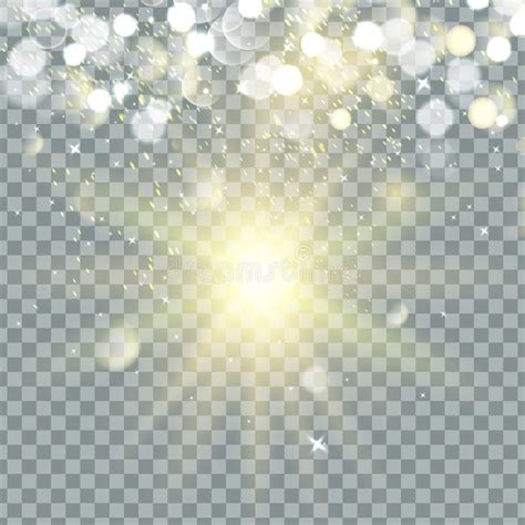 Transparent Glow Light Effect Star Burst With Sparkles Gold Glitter