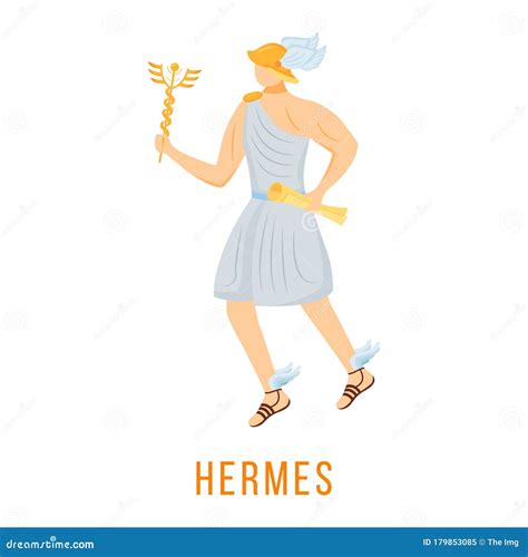 Hermes Flat Vector Illustration Stock Vector Illustration Of Deity Cartoon