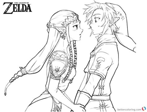 This coloring pages was posted in march 30, 2018 at 11:33 am. Legend of Zelda Coloring Pages Link and Princess in Love ...