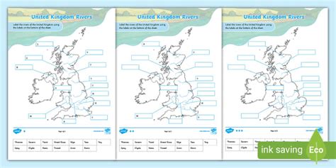 United Kingdom Rivers Labelling Activity Teacher Made