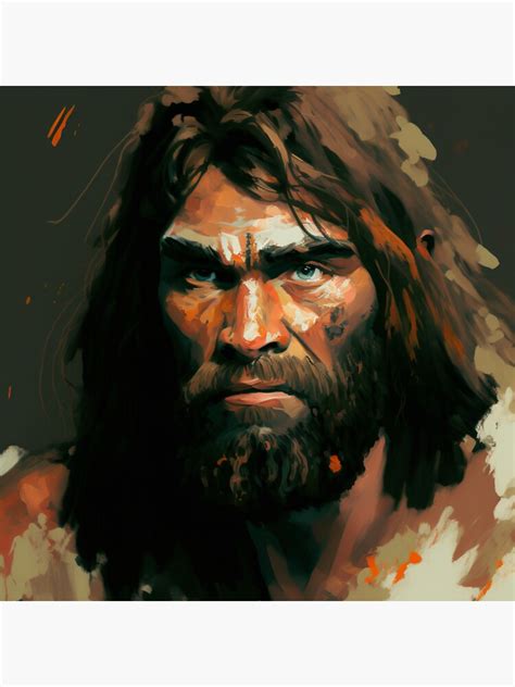 Caveman Digital Oil Painting Sticker For Sale By Omoplata Redbubble