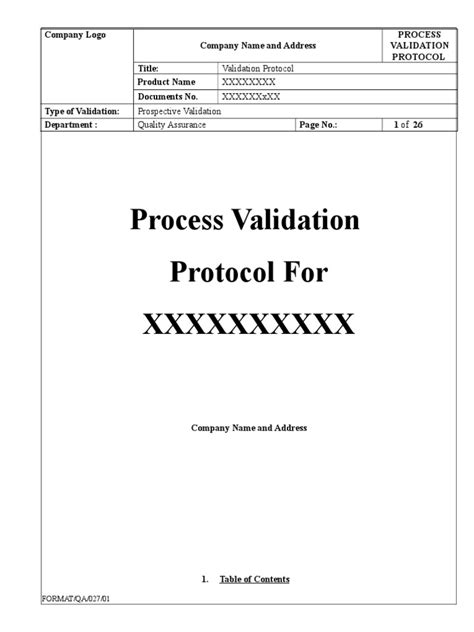 Process Validation Protocol Pdf Verification And Validation