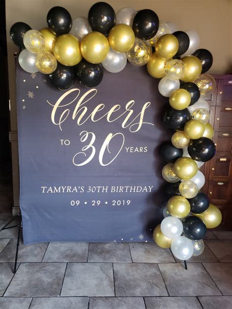 Cheers To 30 Years Gold And Black Birthday Party Tapestry