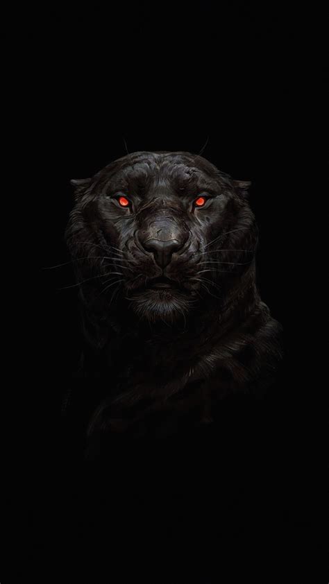 2160x3840 Tiger Glowing Red Eye Minimal Dark Wallpaper Lion