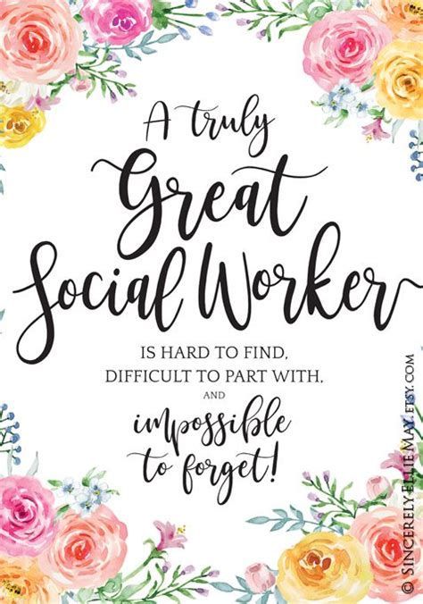 If someone has helped you at work, on a project, or with a problem, let them know you appreciate the assistance. Social Worker Appreciation Quote Gift - Wall Art Printable ...