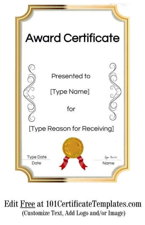 Free Printable Blank Award Certificate Templates Sample Professional