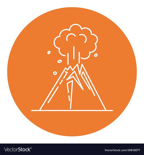 Volcano Eruption Icon In Thin Line Style Vector Image
