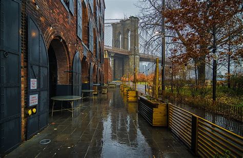 Hd Wallpaper Autumn Bridge Rain Tree New York Cafe New York City