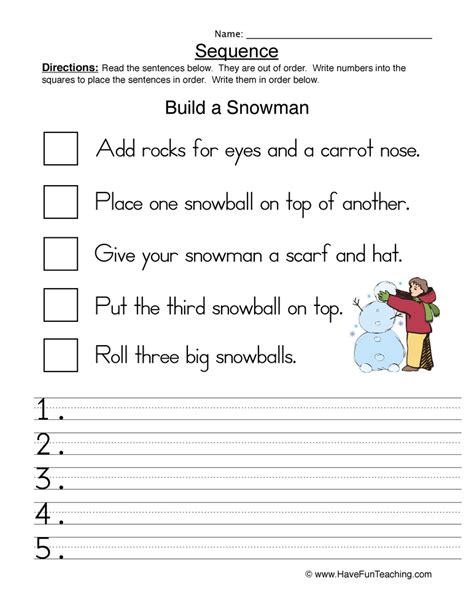Sequence Worksheets For 1st Grade