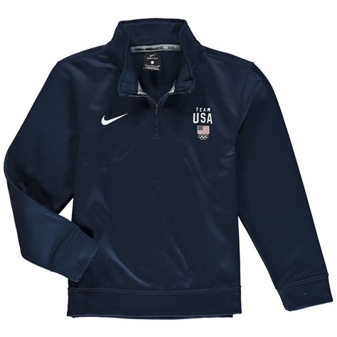 Nike Team Usa Youth Navy Therma Performance Quarter Zip Pullover Jacket