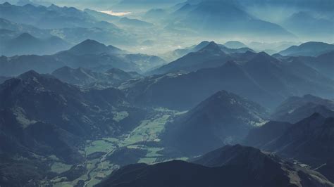 Wallpaper Id 226439 An Aerial Shot Of An Alpine Landscape With A