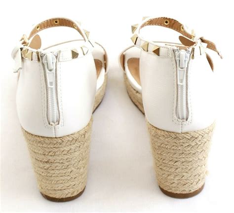 Esprit White Romy Espadrille Wedge Sandal Studded Ankle Strap Shoes